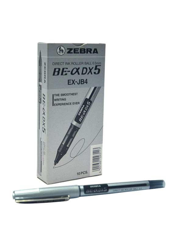 Zebra 10-Piece Direct Ink Rollerball Pen, 0.5mm, Black