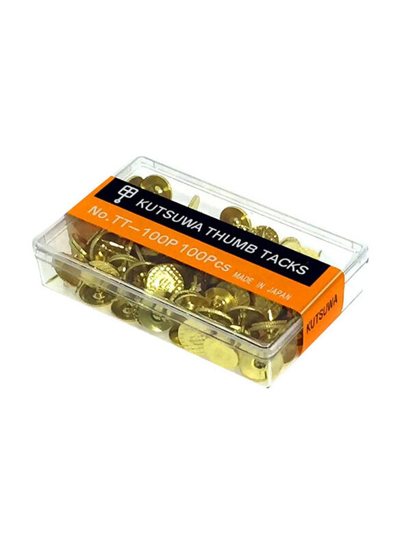 

Kutsuwa Metal Anti Rust Push Pins, 100 Pieces, TT-100P, Gold