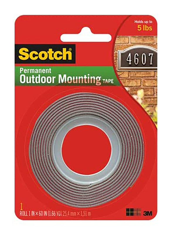 

Scotch 411P Outdoor Mounting Tape, 1 in x 5 ft., Grey