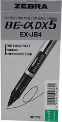 Zebra 10-Piece DX5 Direct Ink Roller Pen, 0.5mm, Green