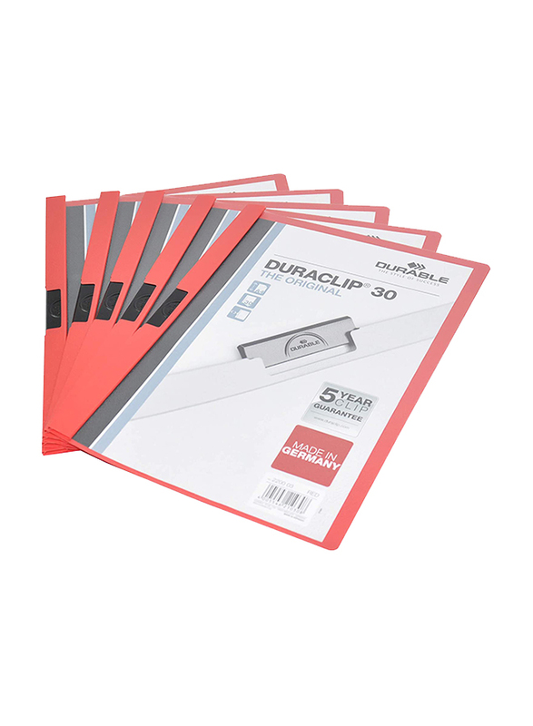 Durable Duraclip DUPG2200-03 File, 25-Piece, A4 Size, Red