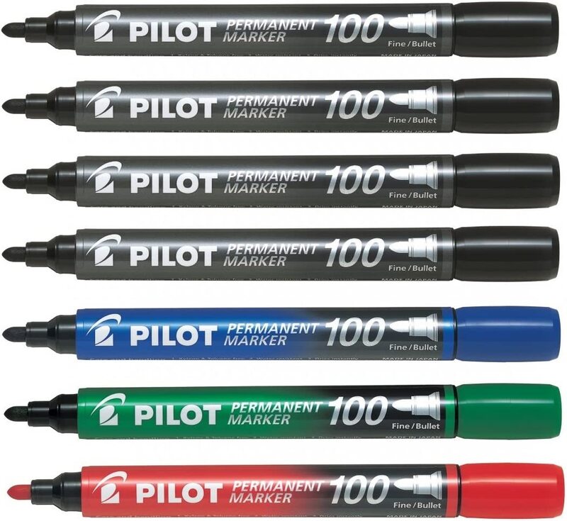 Pilot 7-Piece Permanent Marker Pens, SCA-100, Assorted