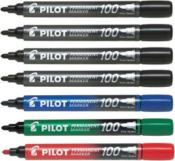 Pilot 7-Piece Permanent Marker Pens, SCA-100, Assorted