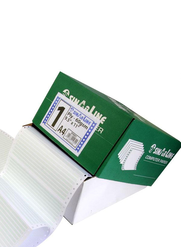 Sinarline NCR Computer Paper, 24.1 x 27.9cm, 3 Ply, Box of 500 Sets, A4 Size, Plain White