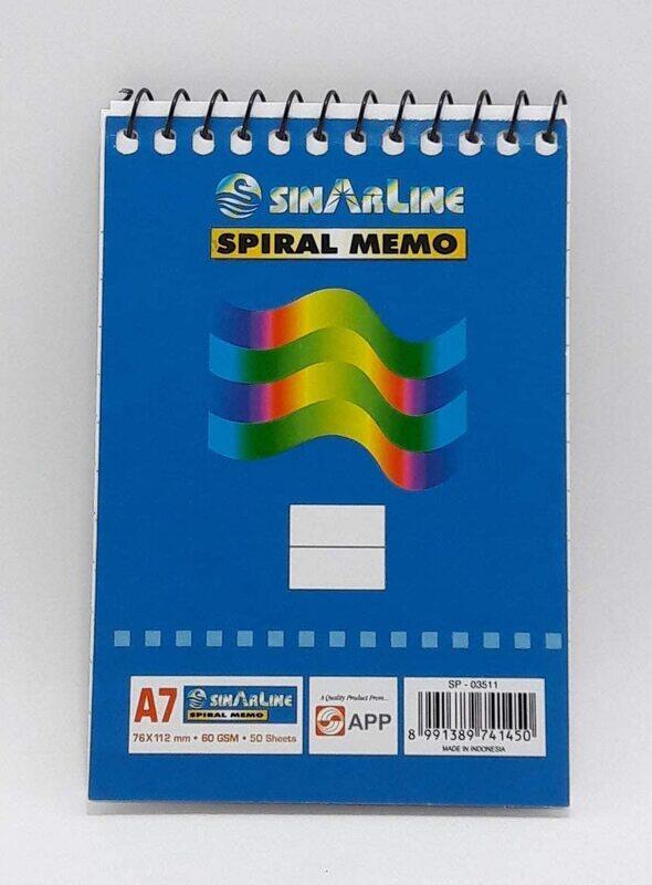 

Sinarline SP 037013 Spiral Memo, 12 Pieces, A7 Size, Blue