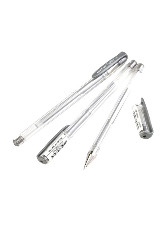 Uniball 12-Piece Signo Fine Gel Rollerball Pen Set, 0.8mm, UM 100 (08), Silver