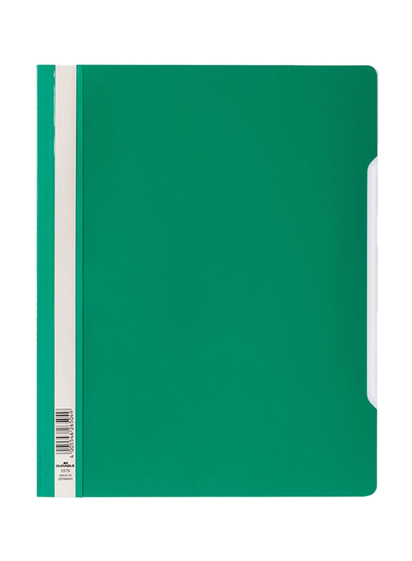 Matin Durable Clear View Plastic File Folder with Index Strip Extra Wide, A4 Size, 50 Pieces, 2570, Green