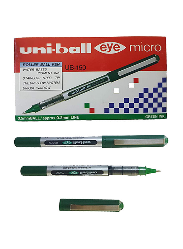 

Uniball 12-Piece Eye Micro Rollerball Pen Set, 0.5mm, MI-UB150-GN, Green