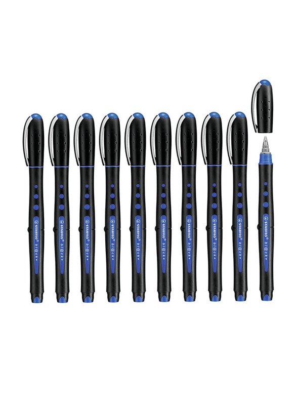 Stabilo 10-Piece Bl@ck+ Rollerball Pen Set, 0.5mm, 1018/41, Blue