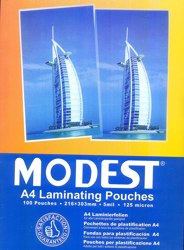 

Modest Laminating Pouches, A4 Size, 125 Micron, 100 Pieces, Multicolor