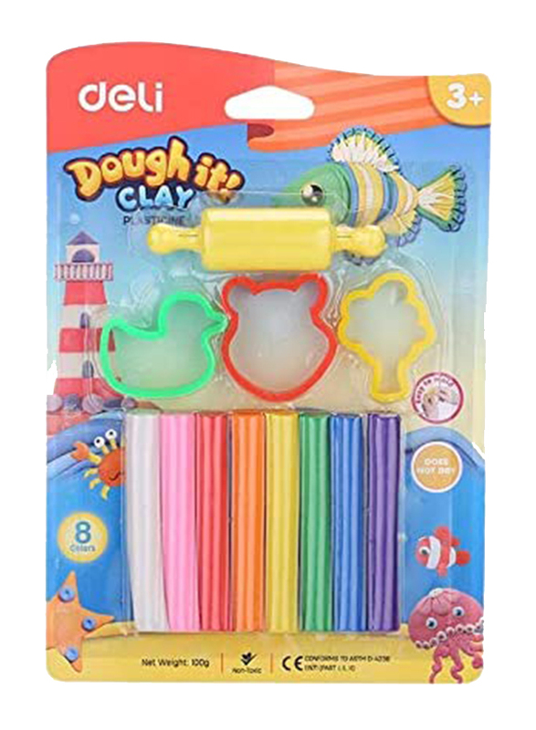 Deli Dough-It Plasticine Clay, 8 Piece, ED75021, Multicolor