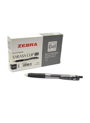 Zebra 12-Piece Sarasa Clip Gel Ink Rollerball Pen, 0.5mm, Black