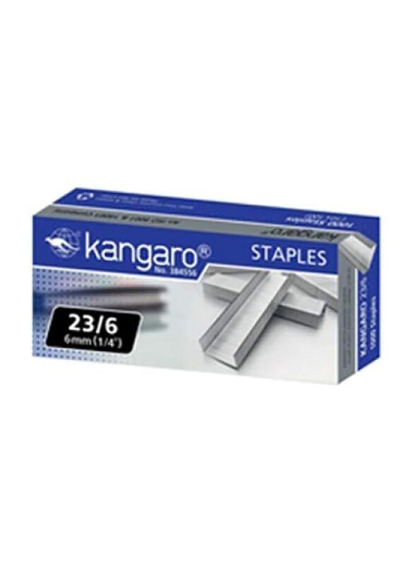 

Kangaro Heavy Duty Stapler Pin, 23/6 1M, 1000 Pieces, Silver