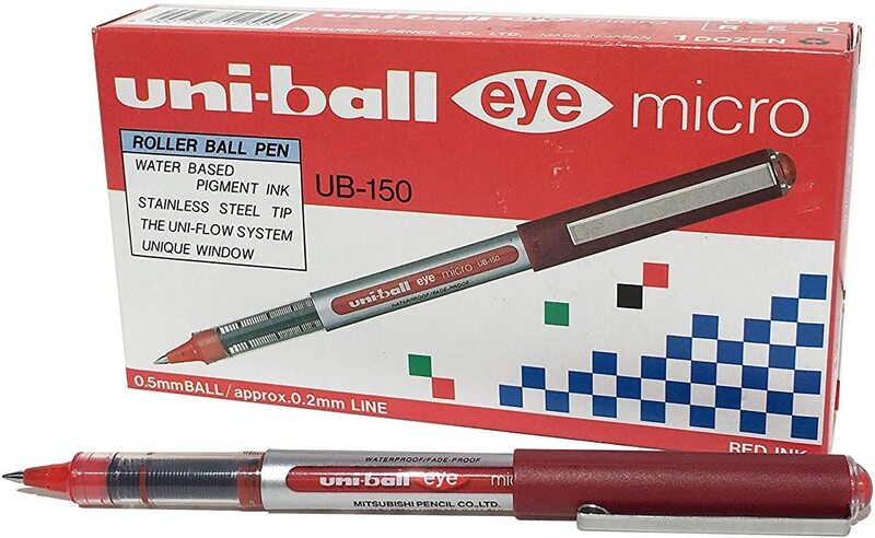Uniball 12-Piece Eye Micro Rollerball Pen, Red