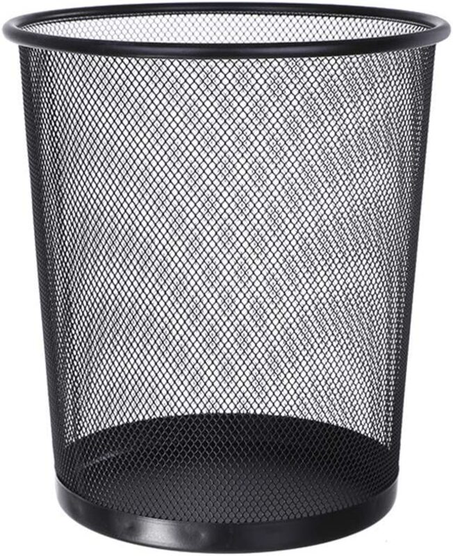 Niaoyufeng Steel Round Mesh Recycling Bin Waste Basket, Black