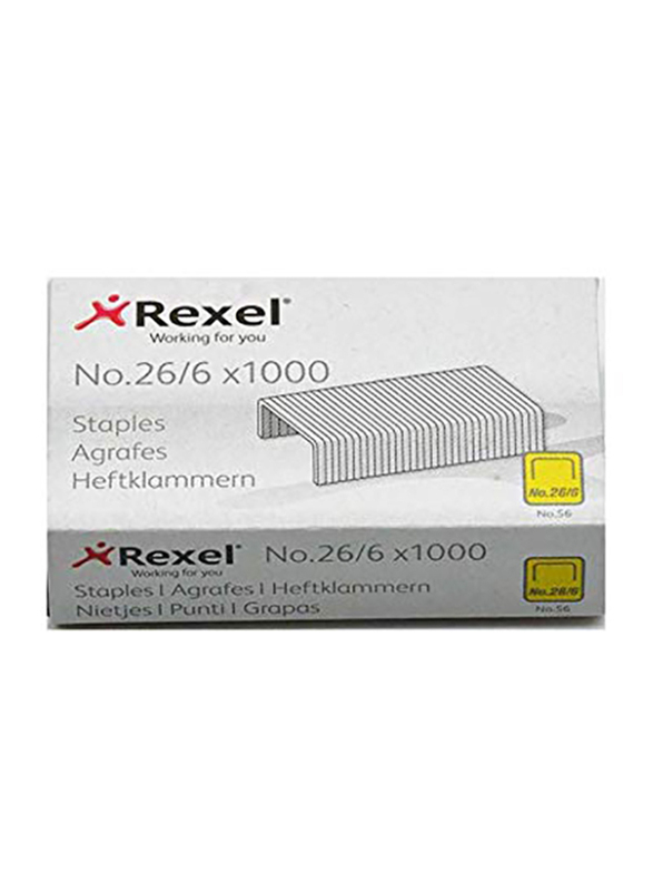 Rexel No.56 Staples, 1000 Pieces, Silver