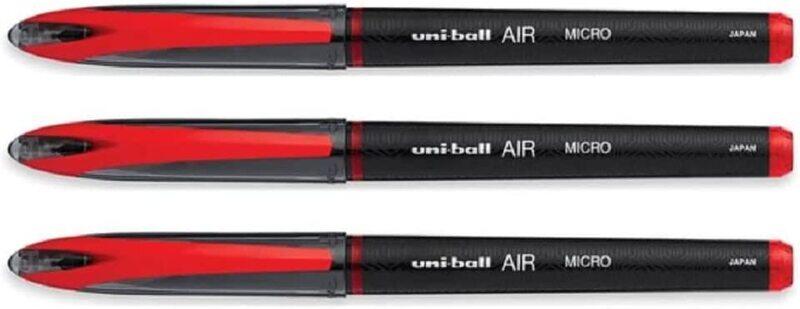 

Uniball 3-Piece Air Micro Fine Rollerball Pen, 0.5mm, Red