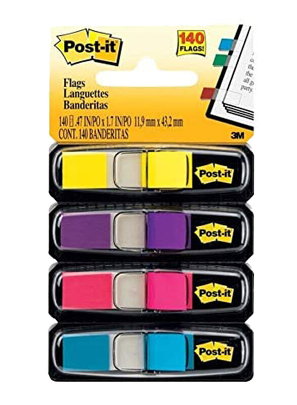 

3M Post-It 683-4AB Flags, 47 inch x 1.7 inch, 140 Pieces, Multicolor