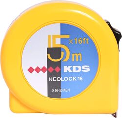 KDS S16-50MEN Steel Measuring Tape, Yellow/Blue