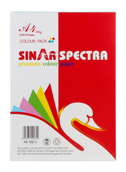 Sinar Spectra Premium Color Paper, 100 Sheets, 80 GSM, A4 Size, Multicolor