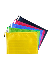 ساملدي حقيبة بلاستيكية بسحاب من القماش الكتاني المقاوم للماء ، 34 × 24 سم ، 5 قطع ، متعددة الألوان