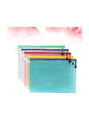 Stobok Durable Mesh Plastic Zipper File Folder Storage Bag Organizer Pouch for School, 5 Pieces, Multicolour