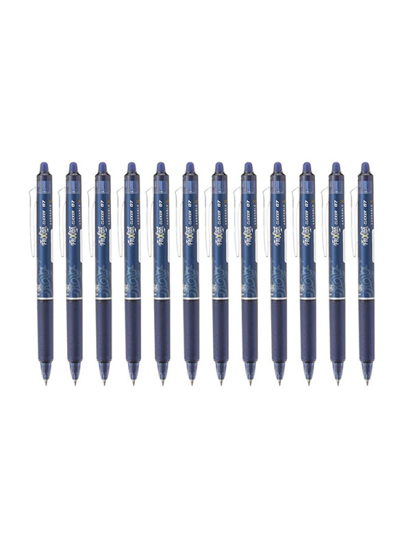 Pilot 12-Piece Frixion Clicker Erasable Fine Ballpoint Pen Set, 0.7mm, Blue