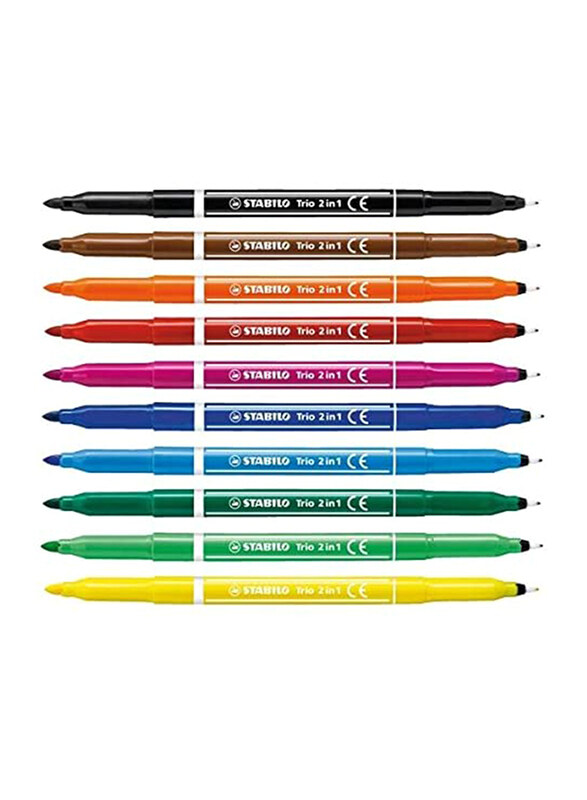 

Stabilo 10-Piece 2-in-1 Sketch Pen, Multicolor