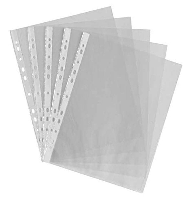 Smco Plastic Punched Pockets Folders, A4 Size, 200 Pieces, Clear