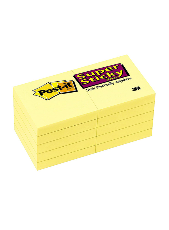Post-It Notes Super Sticky Pad, 1.9 x 1.9 inches, 10 Pads, Canary Yellow