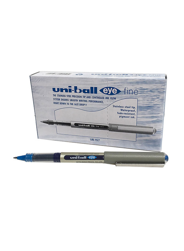 Uniball 12-Piece Eye Fine Rollerball Pen Set, 0.7mm, Blue