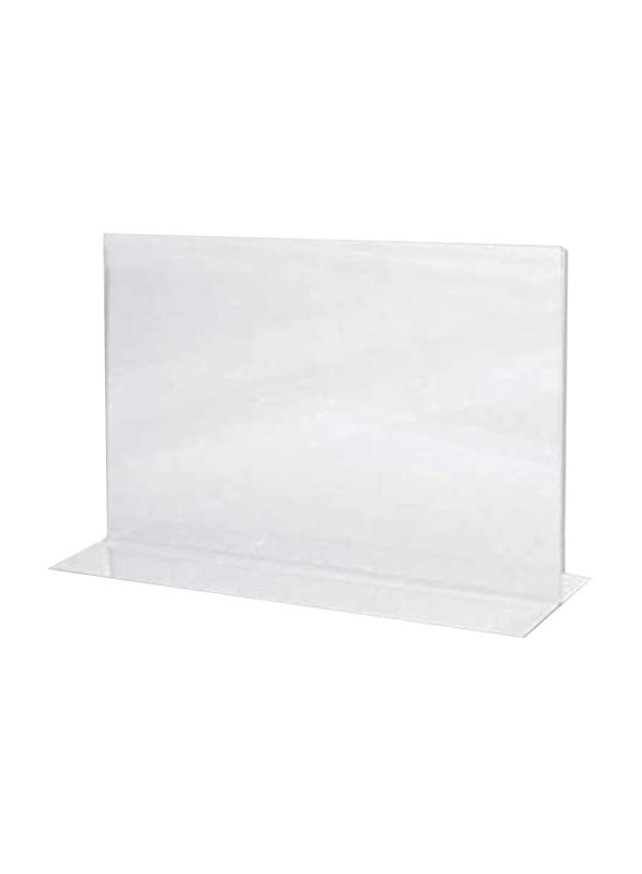 Acrylic Sign Holder 2 Sided T-Type A4 Landscape, 297 x 210mm, White
