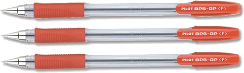 Pilot 12-Piece Ballpoint Pen with Rubberised Grip Fine, 0.7mm, BPS-GP, Red