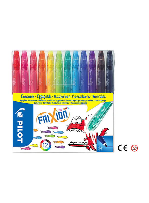 Pilot 12-Piece Frixion Colours Erasable Fibre Tip Colouring Pen, Assorted