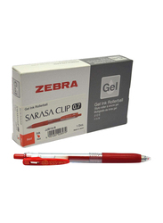 Zebra 12-Piece Sarasa Clip Gel Ink Rollerball Pen Set, 0.7mm, Red