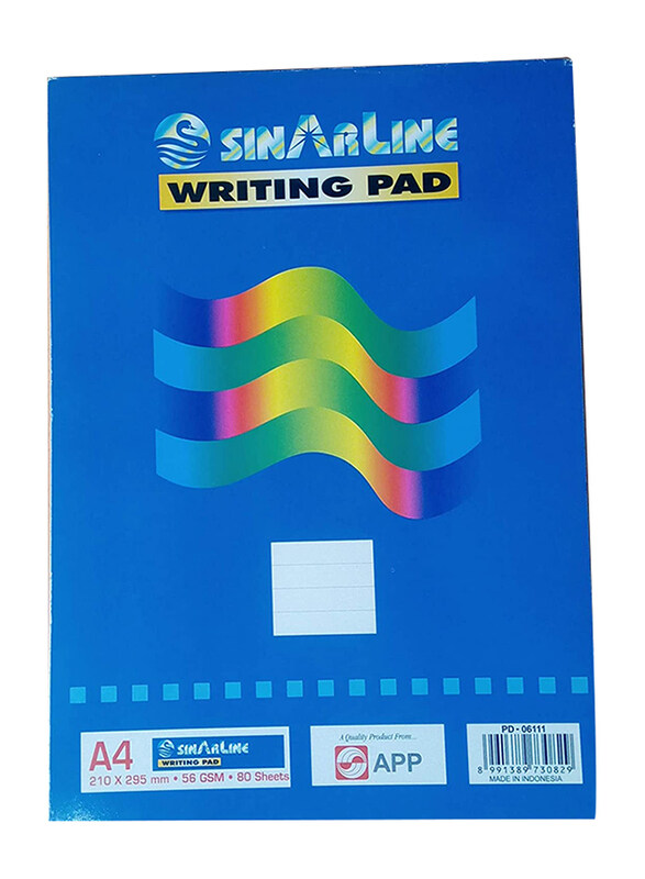 

Sinarline Ruled Writing Pads, 80 Sheets, Pack of 4, A4 Size, Blue
