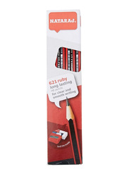 Nataraj 12-Piece 621 Ruby Long Lasting HB Pencils with Sharpener and Eraser, Black/Red