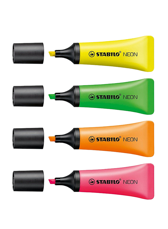 Stabilo 4-Piece Neon Highlighter Set, Multicolor
