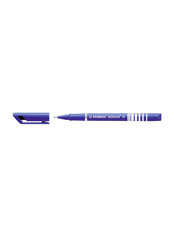 Stabilo 10-Piece Fineliner Sensor M Fountain Pen, 0.7mm, Blue