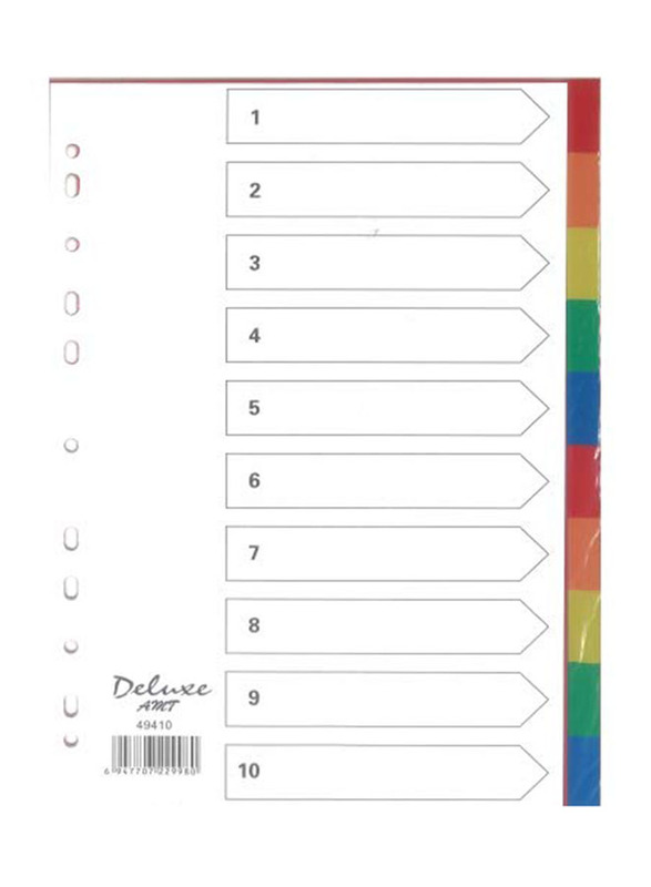 Deluxe Paper File Divider with Out Number Box, 10 Color, 24 Pieces, Multicolour