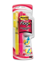 Post-it 2-Piece Flag Pen and Highlighter Set, 691-HLP2, Yellow/Pink