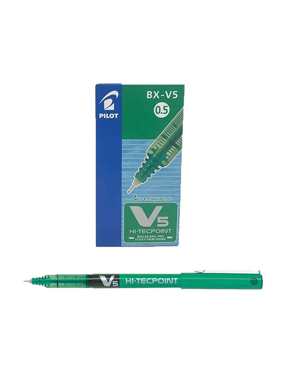 Pilot 12-Piece V5 Hi Tecpoint Rollerball Set, 0.5mm, Green