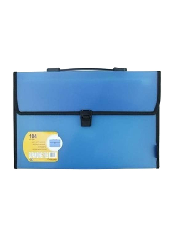 Oms FE-104-ASS Foldermate Expanding File Case with Handle, 13 Pockets, Blue