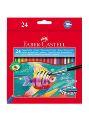Faber-Castell 24-Piece Design Series Aquarelle Water Color Pencil Set with Brush, Multicolor
