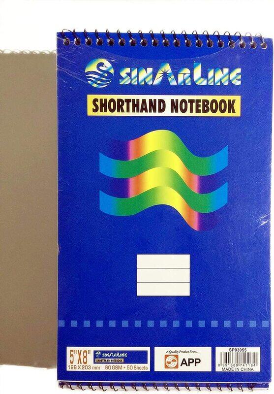 Sinarline Shorthand Notebook Pad, 50 Sheets, 5 x 8 inch, 60 GSM, 12 Pieces, Blue