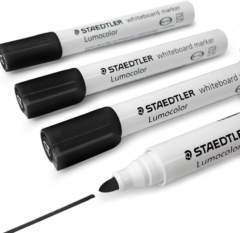 Staedtler 4-Piece Lumocolor Whiteboard Marker Pens, 351, Black