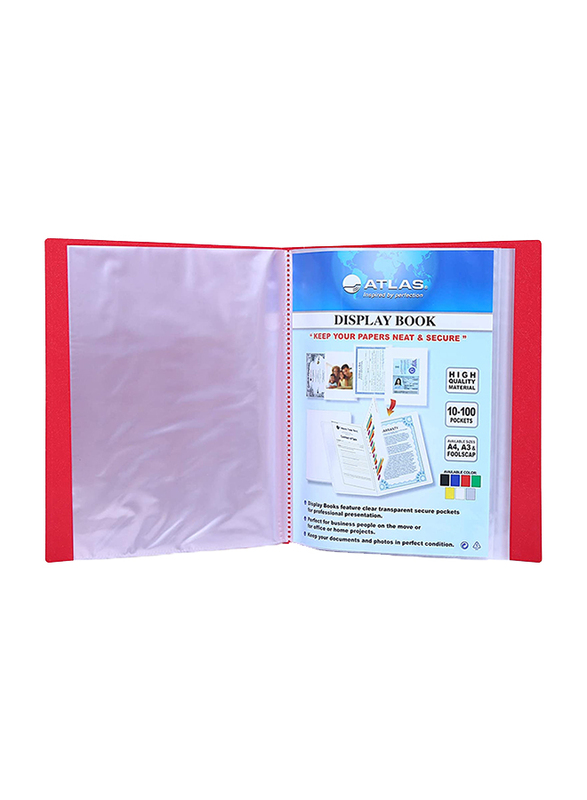 Atlas Clear File Presentation Book, A4-40 Pockets, ATCL007, Red