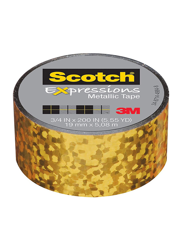 Scotch Expressions Metallic Tape, 3/4 x 5 /55 Yards, Gold