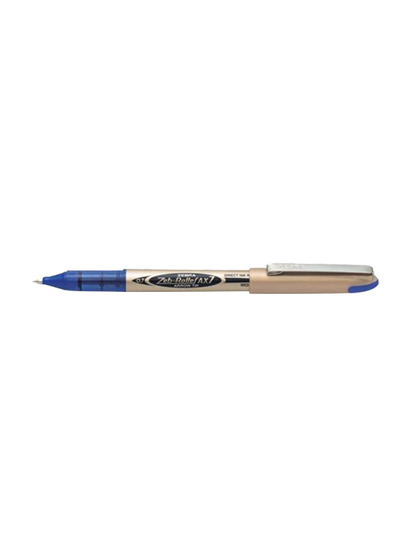 Zebra 10-Piece AX7 Direct Ink Rollerball Pen, 0.7mm, Blue