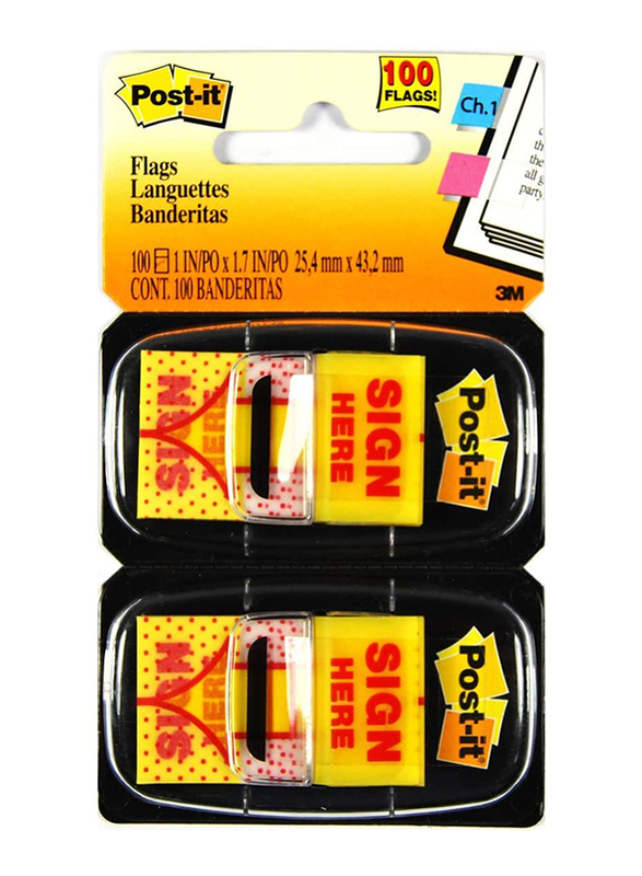 Post-It Sign Here Tape Flag, 3M-680-SH2, Yellow